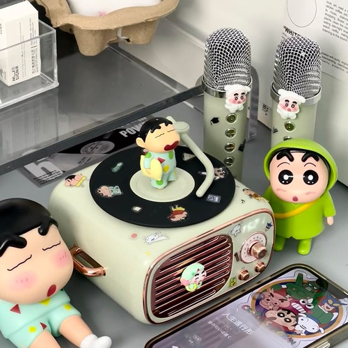 蜡笔小新系列生日礼物蓝牙音响小型黑胶唱片音箱女生男生朋友闺蜜