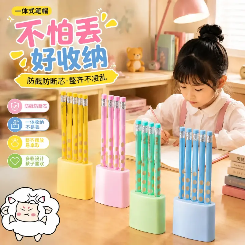 小学生专用笔帽笔筒二合一防丢