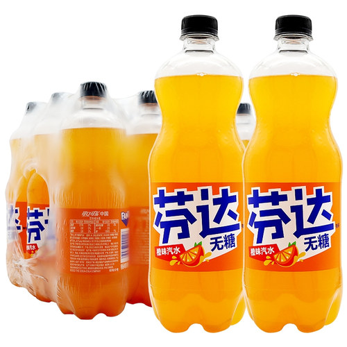 芬达橙味无糖汽水888ml*12瓶整箱碳酸饮料