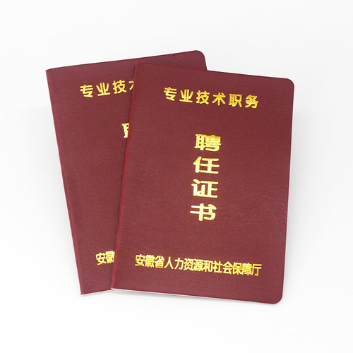 现货安徽褐色皮质烫金技术职位职务岗位聘任证书通用聘书空白本