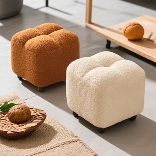 小凳子家用矮凳羊羔绒茶几沙发凳儿童创意高级感坐墩小板凳换鞋凳
