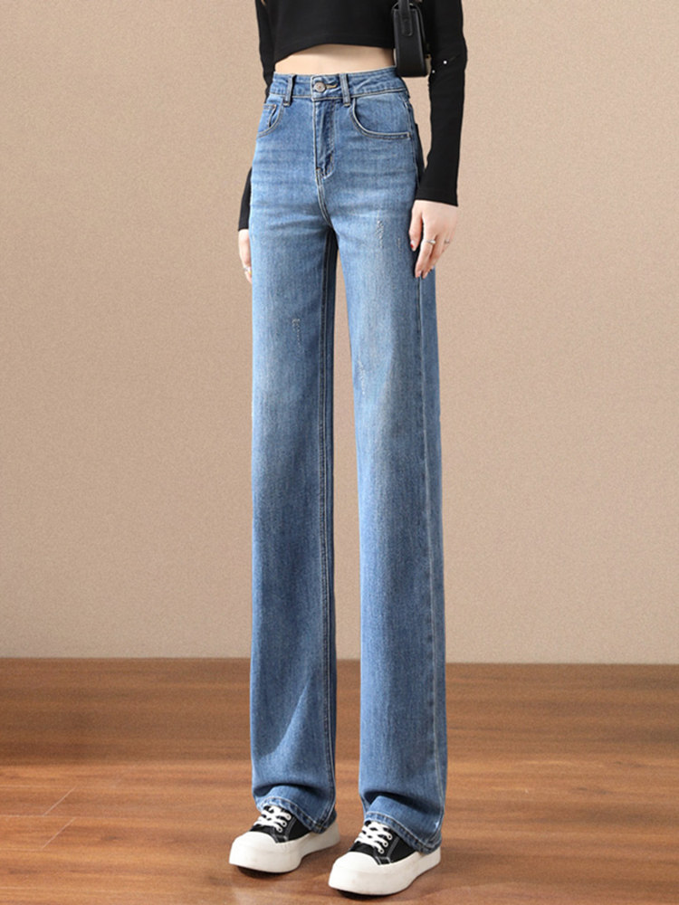 加绒窄版阔腿牛仔裤女2025新款爆款秋冬高腰显瘦垂感小个子直筒裤,女装/女士精品,牛仔裤,淘宝优惠券,粉丝福利购,淘宝优惠卷