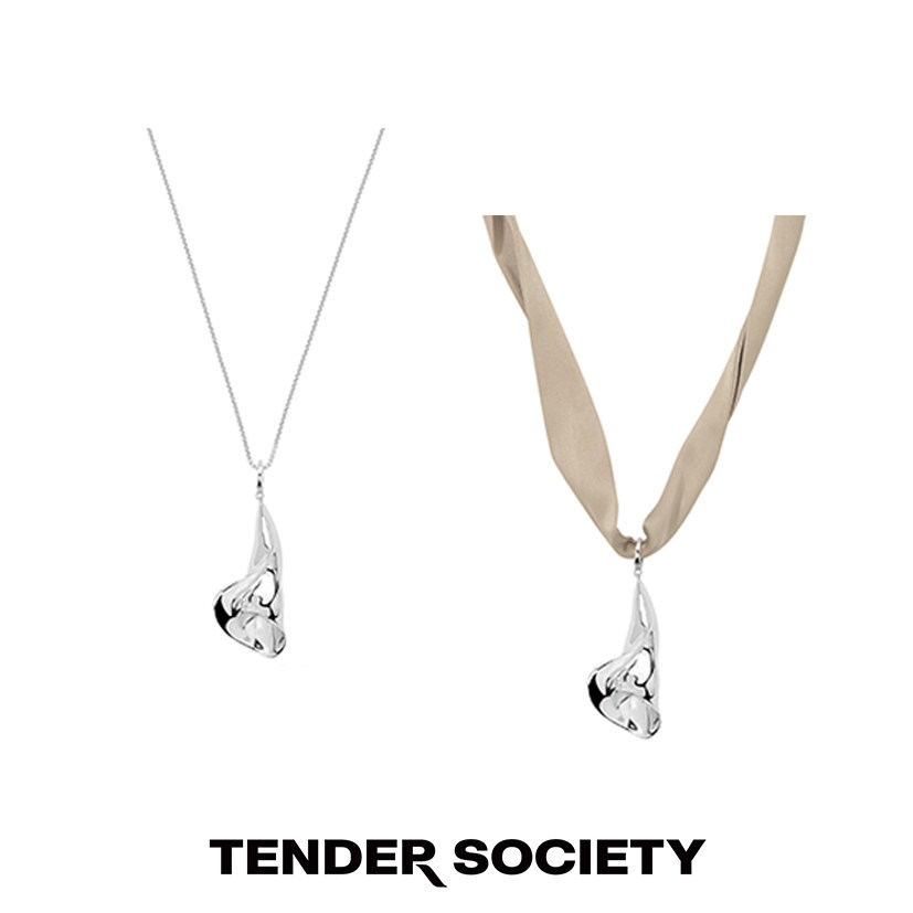 Tender Society Muse缪斯系列银色马蹄莲金属链条与丝带两戴项链