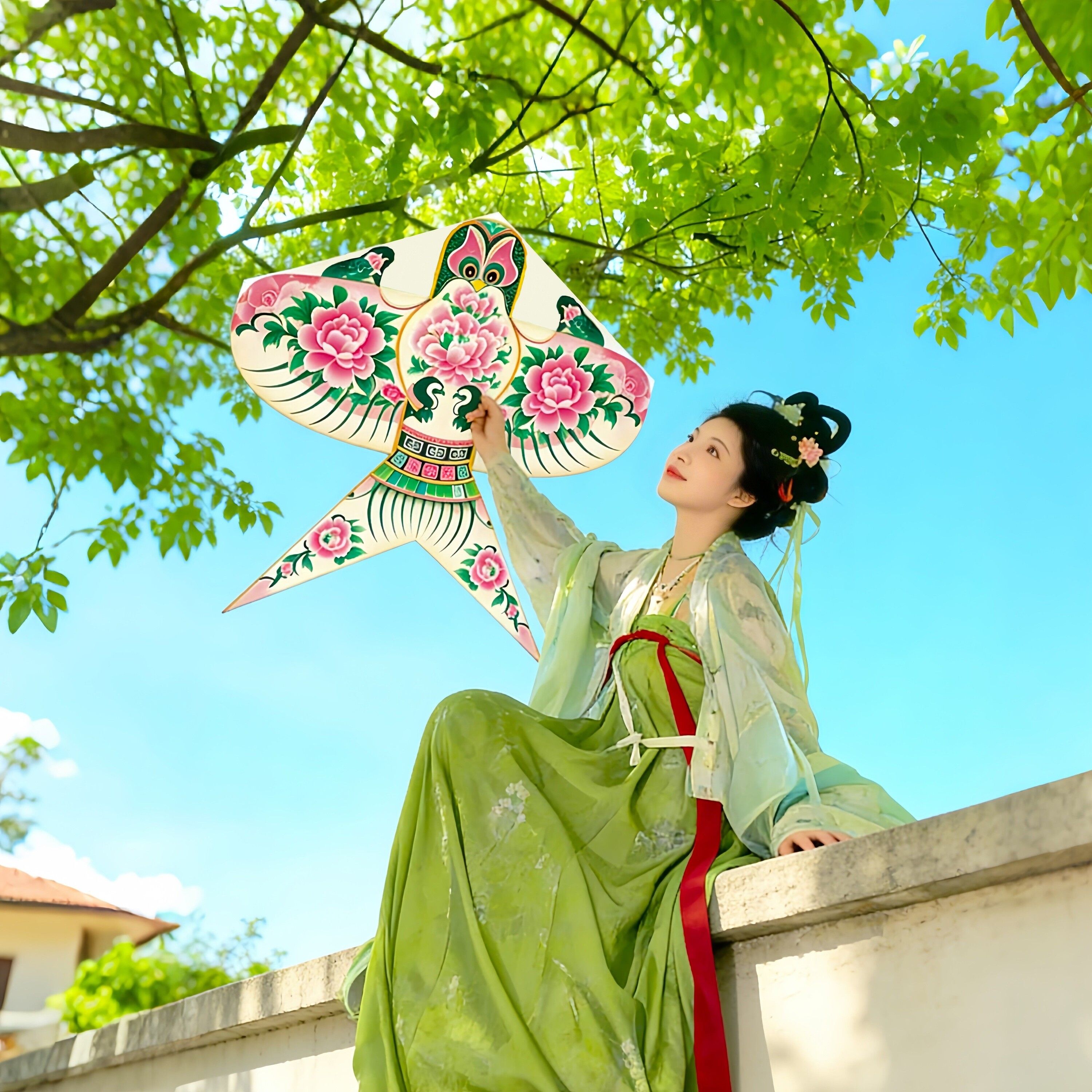 古风纸鸢风筝油菜花拍照道具2026新款大人专用微风易飞春游氛围感