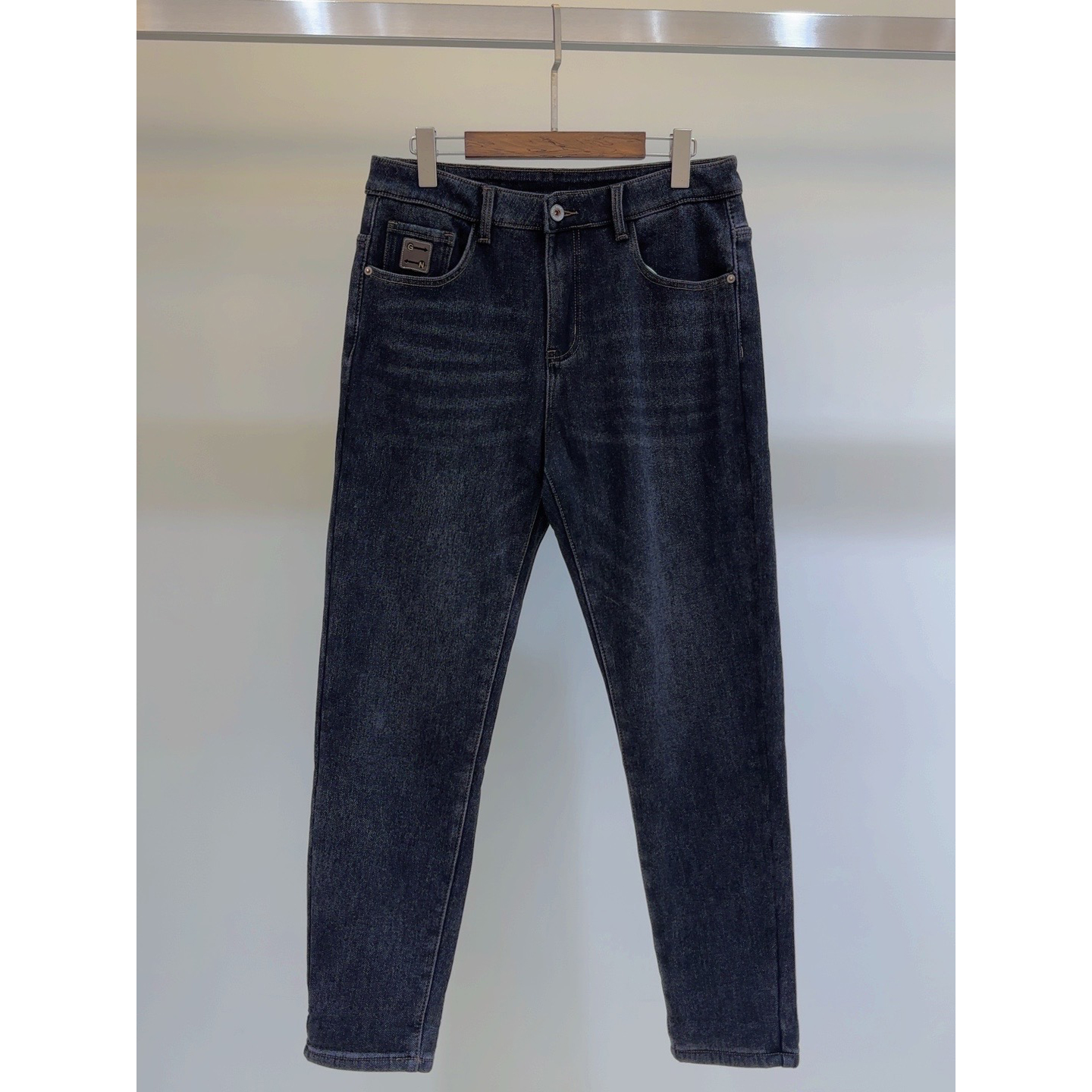 街头男人帮男款加绒小直筒微锥老爹牛仔裤男裤—8888