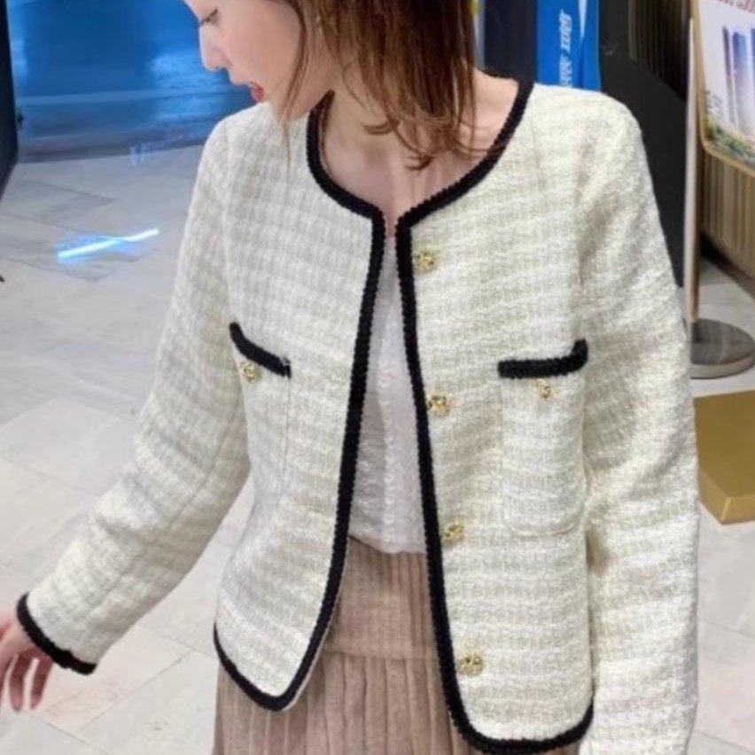 小香风粗花呢外套女秋冬2