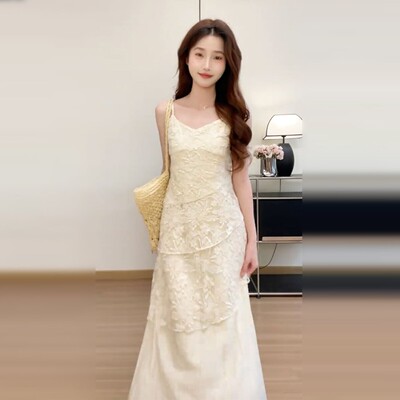 法式温柔风蕾丝无袖吊带