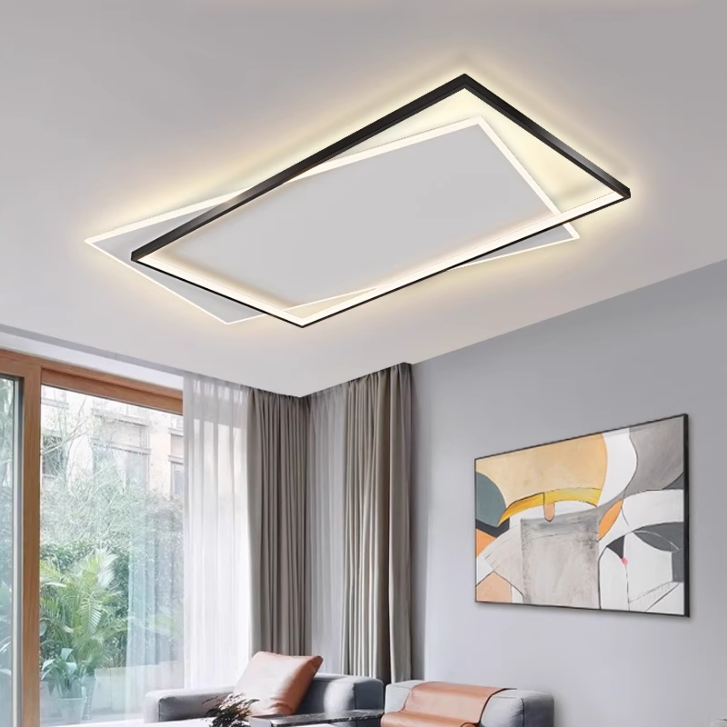 北欧方形主卧室吸顶灯极简创意led灯具书房灯简约现代家用房间灯