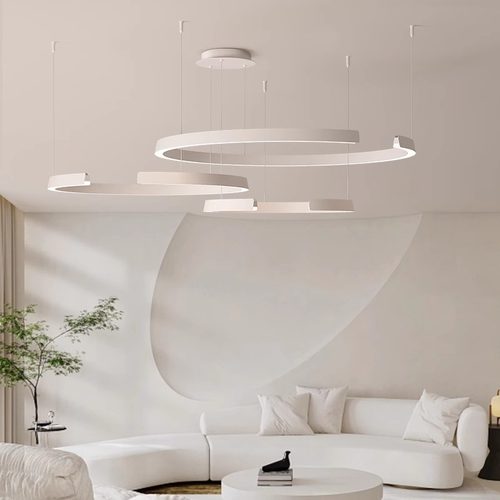 设计师极简客厅吊灯现代简约创意个性大气餐厅圆圈c形服装店前台