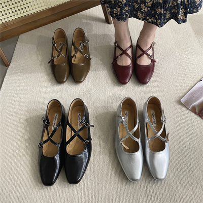中跟内增高玛丽珍鞋女小方头单鞋