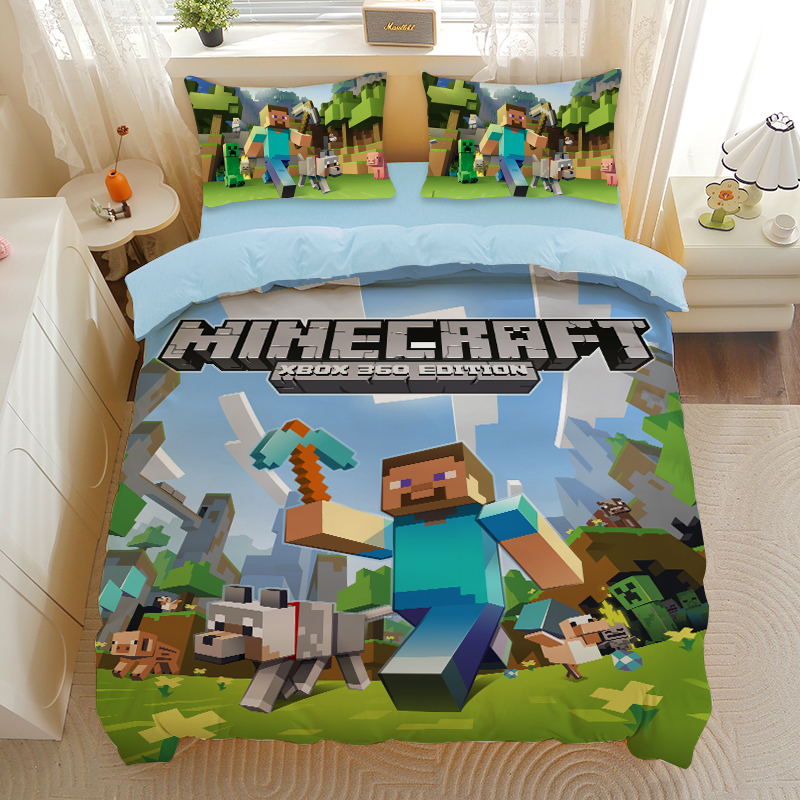 Minecreaft我的世界四件套游戏卡通磨毛三件套学生宿舍卧室被套