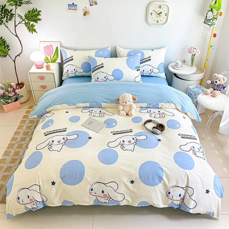 卡通三丽鸥玉桂狗全棉四件套可爱女生寝室三件套学生宿舍单人被套