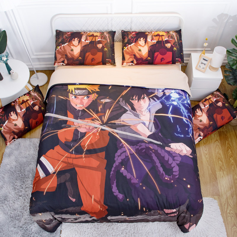 来图定制火影忍者春夏四件套卡通动漫海贼王宿舍三件套学生被套