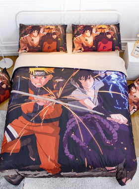 来图定制火影忍者春夏四件套卡通动漫海贼王宿舍三件套学生被套
