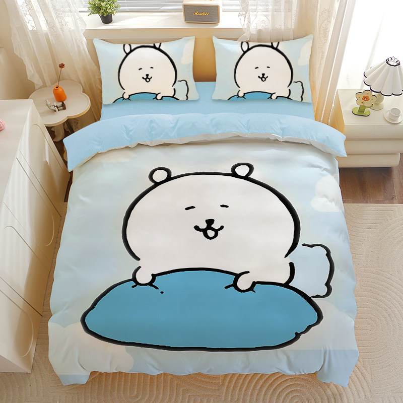 卡通自嘲熊磨毛四件套可爱白熊三件套男女生学生宿舍单人被套