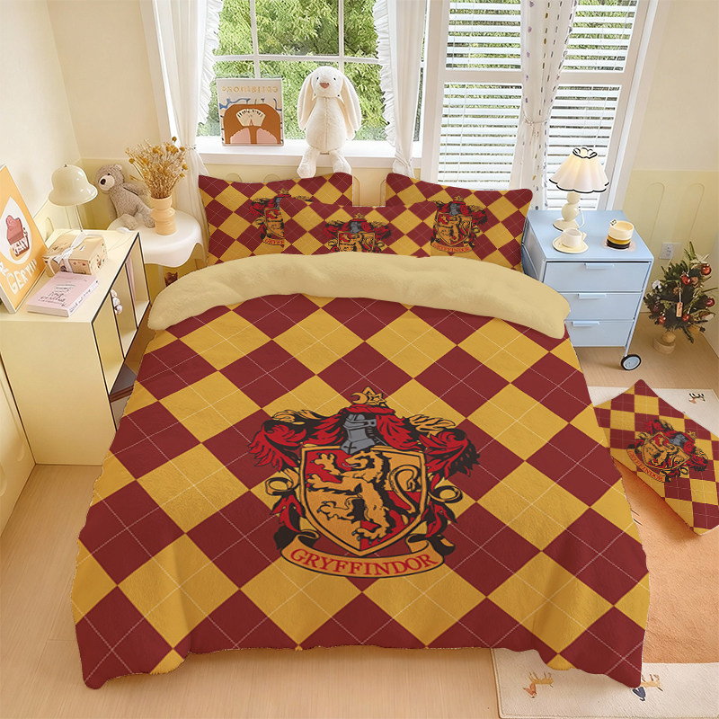 哈利波特魔法学院水晶绒四件套冬季保暖三件套学生寝室宿舍单被套