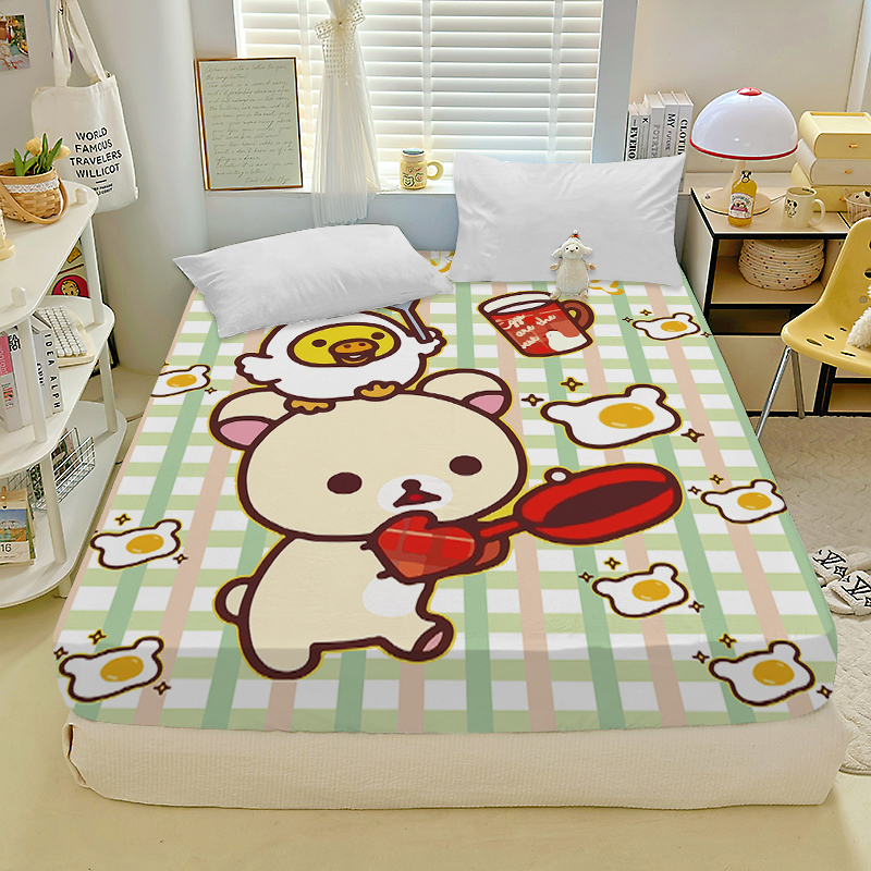 轻松熊卡通磨毛床笠可爱小熊男女寝室学生宿舍单人床垫保护罩