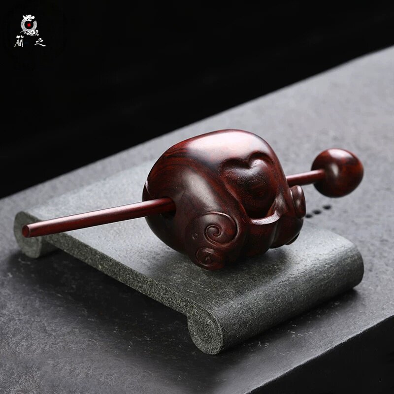 印度小叶紫檀木鱼法器解压摆件