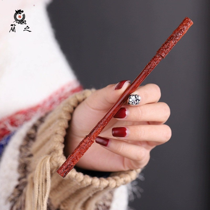 印度小叶紫檀木雕金箍棒棍子手把件文玩高端随身便携收藏把玩物件