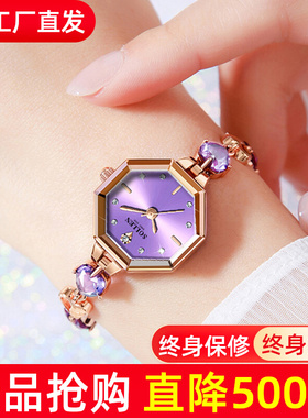 梭伦圆形钢带石英表女防水腕表 简约气质时尚石英表女士高档手表