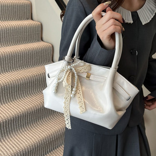 高级感蝴蝶结手提水桶包女2025新款 简约百搭单肩包潮流休闲斜挎包