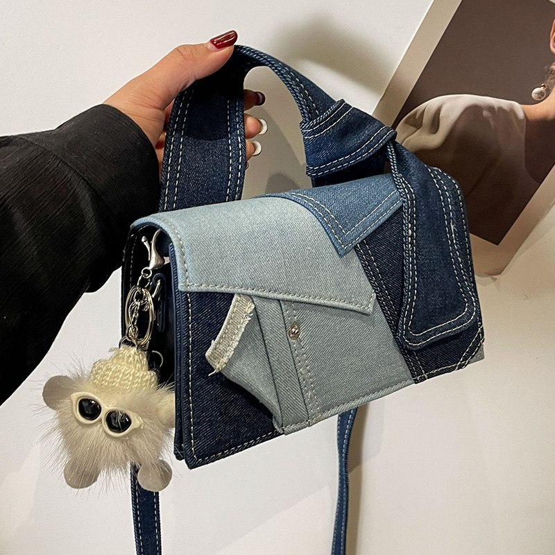 小众设计牛仔布单肩斜挎手机包包女潮2025春夏新款简约拼接小方包,箱包皮具/热销女包/男包,小方包,淘宝优惠券,粉丝福利购,淘宝优惠卷