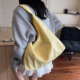 韩系黄色字母尼龙帆布包包女2025新款 大容量单肩托特包通勤购物袋