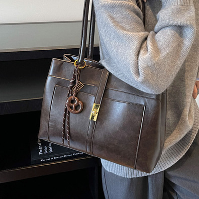 精致时尚气质百搭皮质单肩手提高级感简约洋气2025秋季女式托特包