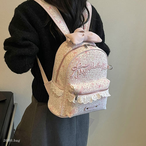甜美少女风蝴蝶结双肩包女2026新款学生上课大容量卡通背包书包