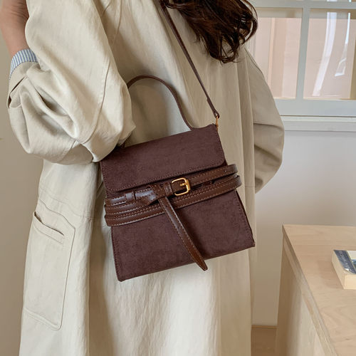 复古麂皮绒秋冬新款女日常通勤2025百搭高级感小众设计手提单肩包