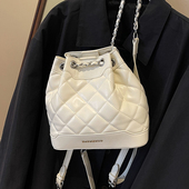 韩国小众时尚 小香风包包女新款 菱格链条双肩包2025简约休闲斜挎包