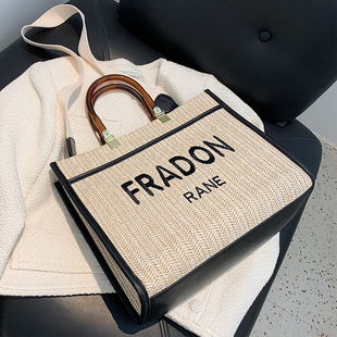 大容量草编包包女春夏2025新款 手提托特包小众百搭沙滩斜挎包 时尚