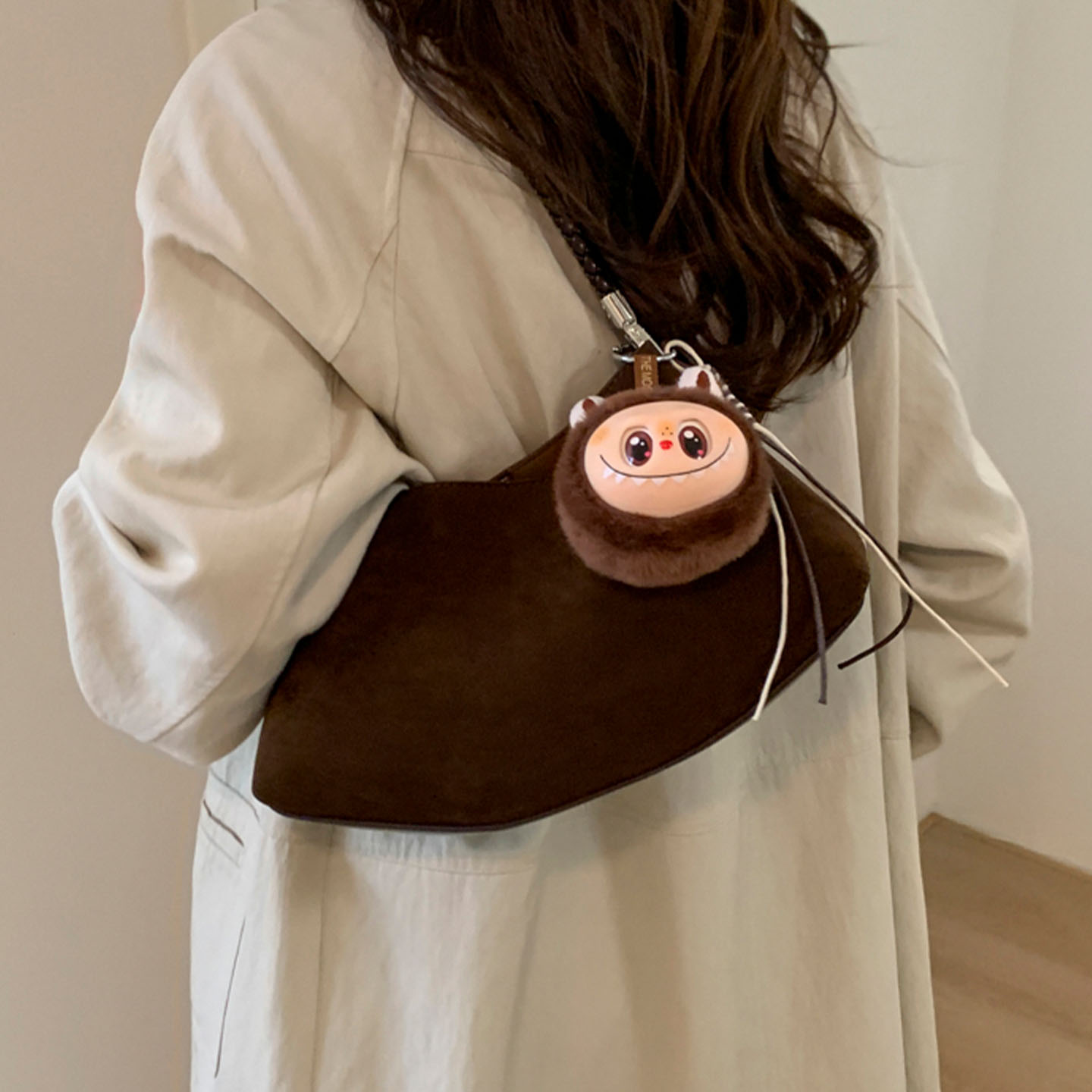 精致百搭洋气单肩手提简约高级麂皮绒时尚气质2025秋季女式腋下包