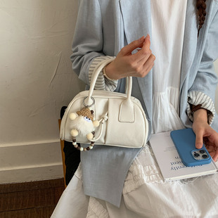 时尚 大容量手提包简约休闲百搭单肩包 小众保龄球包女2026韩国新款