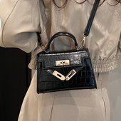 高级感时尚 手提包包女2025新款 鳄鱼纹铂金凯莉包包小众洋气单肩包