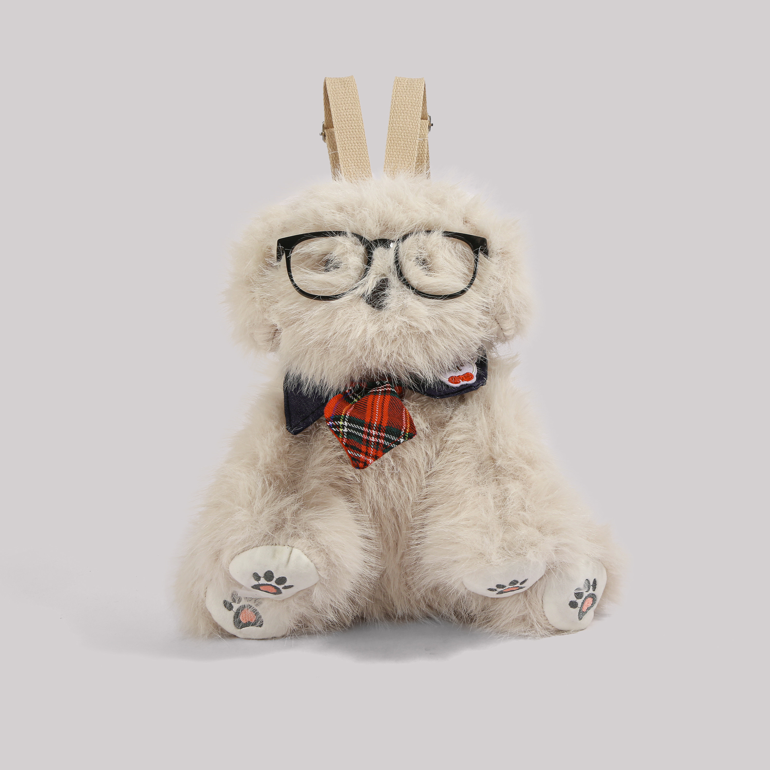 可爱眼镜小狗毛绒双肩包2026新款外出旅行女百搭超萌卡通玩偶背包