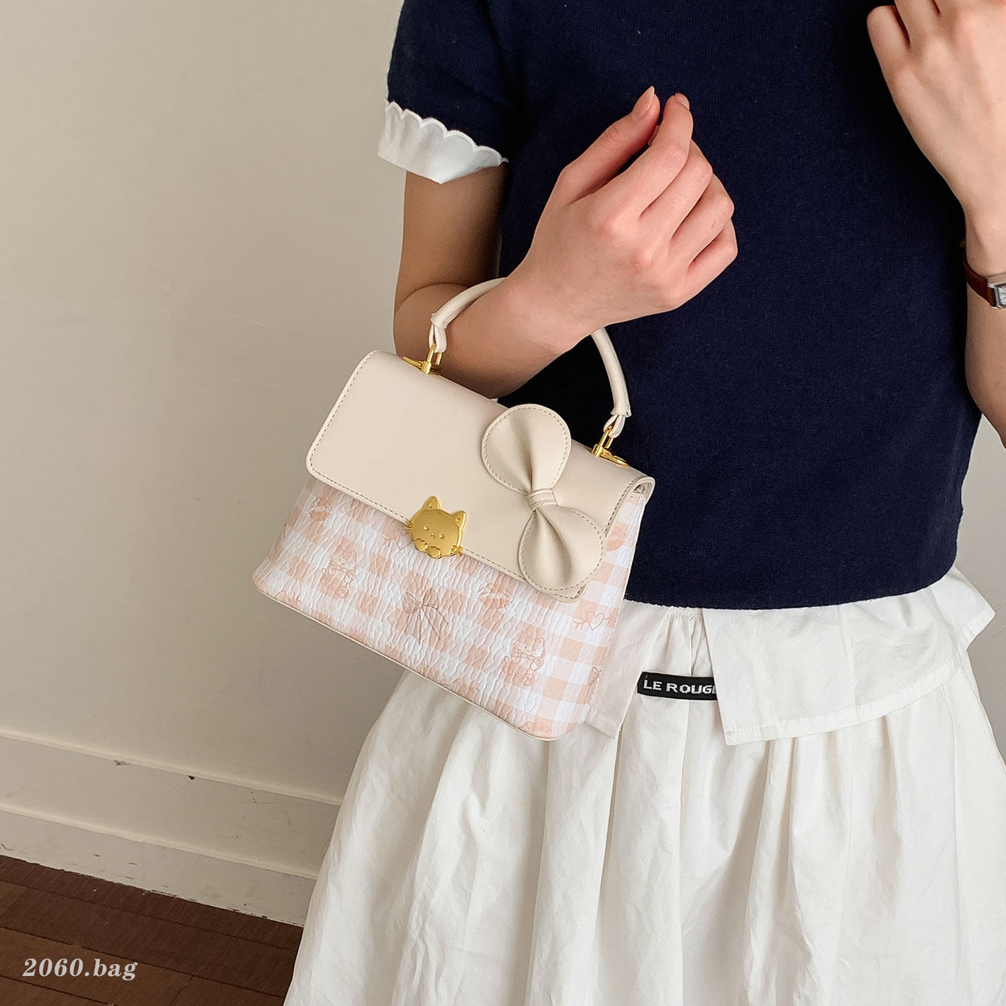 甜美格子蝴蝶结小方包女2026韩国新款百搭单肩斜挎包时尚通勤洋气,箱包皮具/热销女包/男包,通用款女包,淘宝优惠券,粉丝福利购,淘宝优惠卷