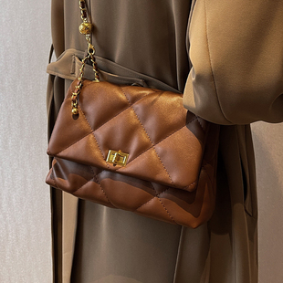 小众腋下小包包女2025新款 高级感菱格链条斜挎通勤包 春夏百搭爆款