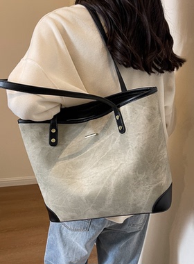 时尚休闲大容量托特包女新款2025大包包高级感小众通勤包潮单肩包