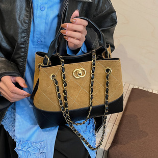 菱格链条高级感水桶包包2025小香风大容量休闲日常通勤单肩斜挎包