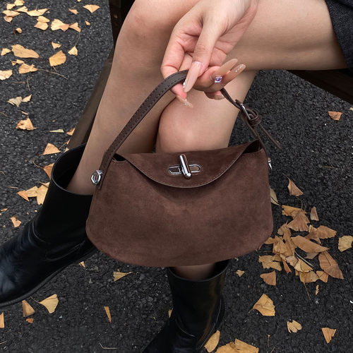 小众设计麂皮绒面饺子包2025百搭气质韩系ins单肩包爆款斜挎包