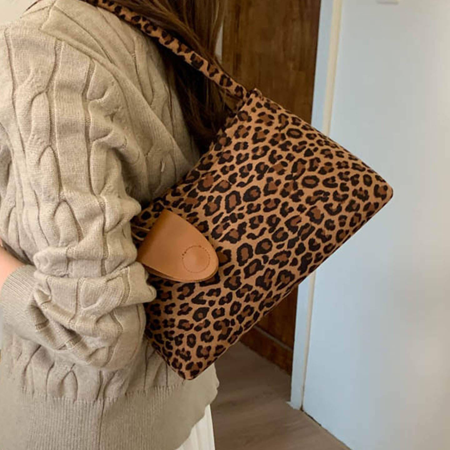 洋气设计款豹纹精致时尚单肩手提高级气质百搭2025秋季女式腋下包