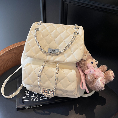 小香风菱格链条双肩包