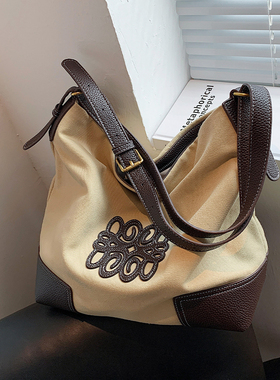 大容量包包女包2025新款潮时尚帆布水桶单肩包百搭小众休闲斜挎包