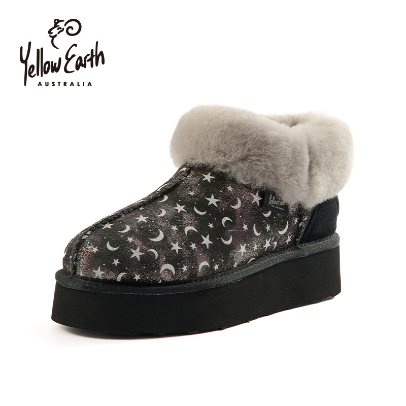 yellowearth澳洲耶鲁氏皮毛一体中缝翻毛厚底迷你靴居家便鞋67S