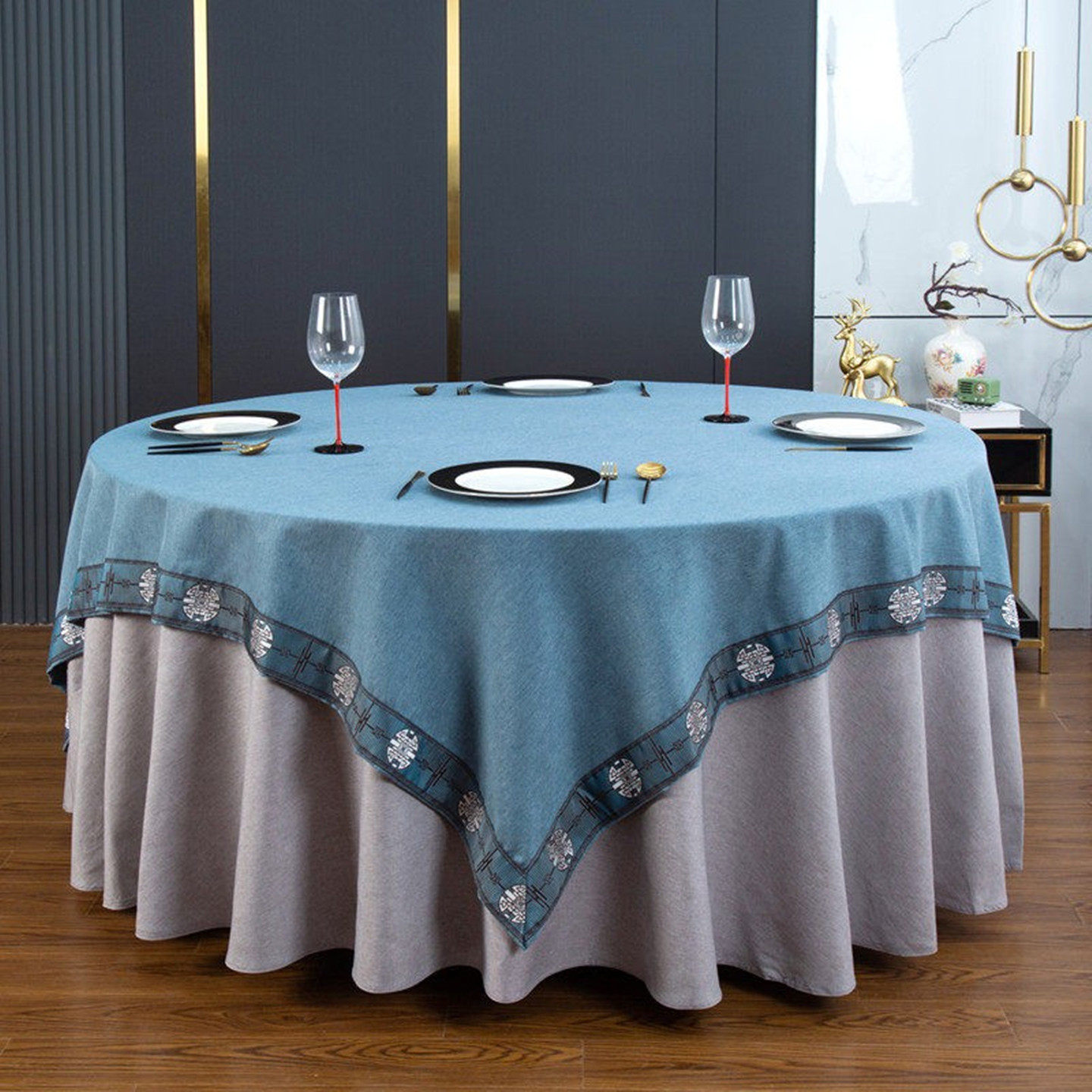 舒晗定制酒店桌布圆形高档餐厅饭店大圆桌布棉麻简约宴会台布布艺