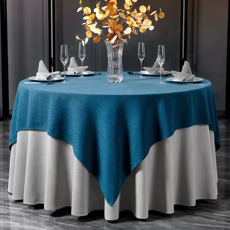 棉麻桌布酒店圆桌台布2026轻奢高级感餐厅圆形餐桌布商用定制布艺