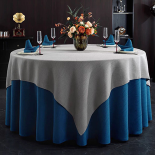 酒店专用桌布圆桌台布棉麻轻奢高级感圆形餐桌布饭店餐饮商用定制