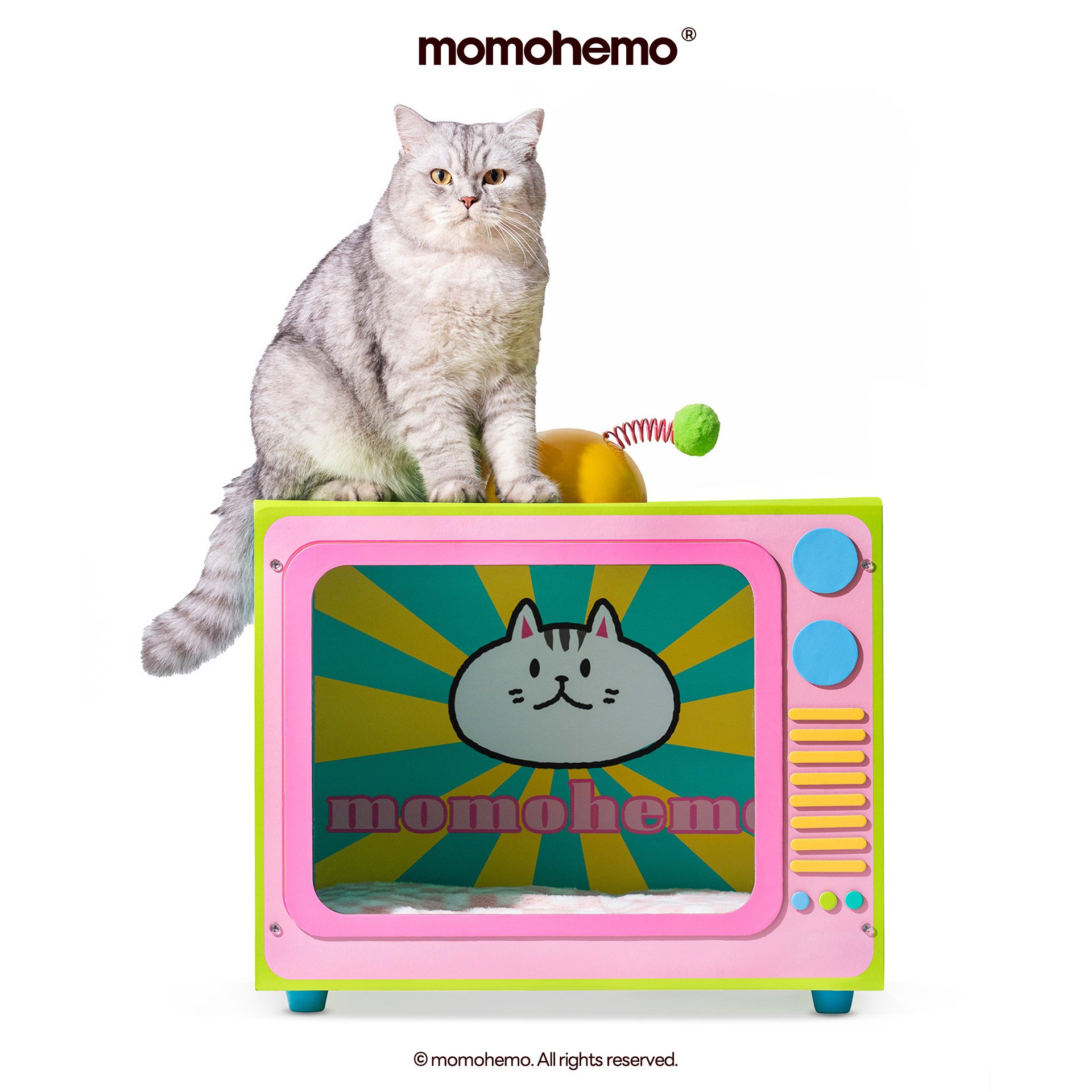 momohemo多巴胺电视机猫窝四季通用半封闭猫咪玩具猫抓板猫别墅窝