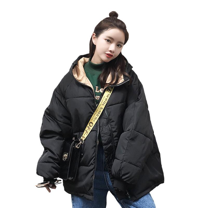 现货秋冬新款时尚短款棉衣女士小棉袄大码连帽外套加厚保暖棉服潮